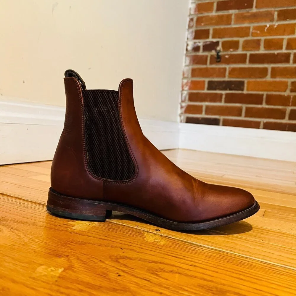 Loake 290T Chelsea Polished Brown Leather Boots Mens US 7 Handmade in England